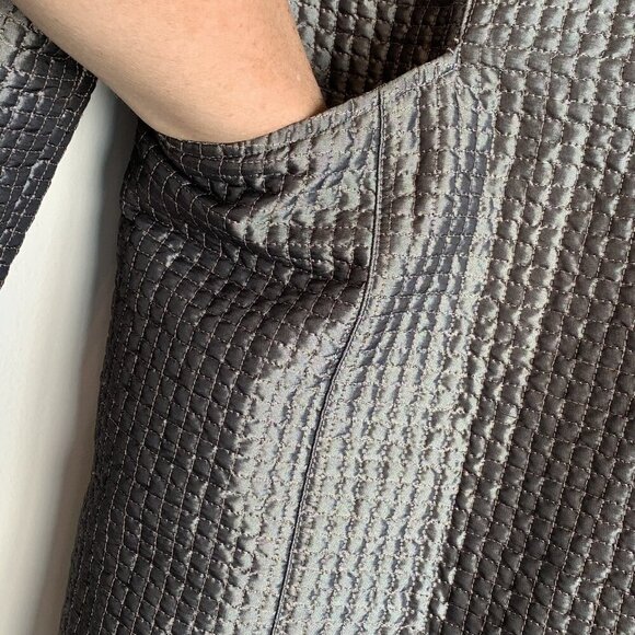 Kenneth Cole NY Women’s Overcoat Size M Mid Length Metallic Gray Quiet Luxury - Picture 7 of 9